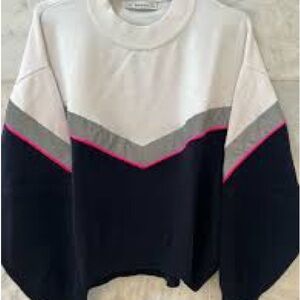 Zara Women's Color Block Sweater with Reflective Piping Details